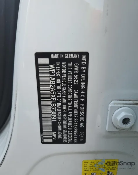 2015 Porsche Macan S из США, поврежденный, VIN WP1AB2A5XFLB73891